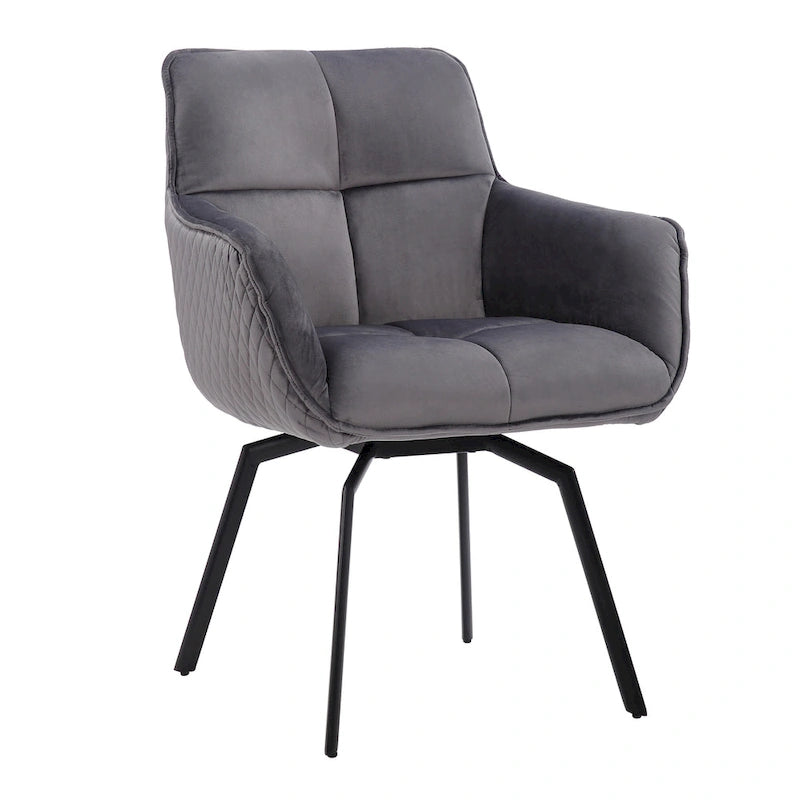 Fauteuil d'appoint pivotant en velours avec accoudoirs ergonomiques et pieds en métal