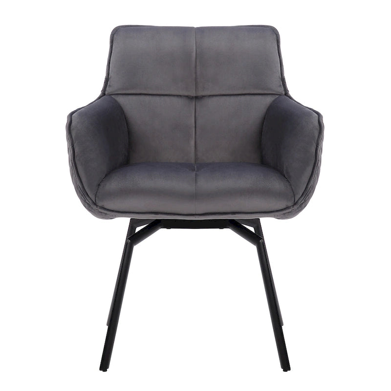Fauteuil d'appoint pivotant en velours avec accoudoirs ergonomiques et pieds en métal