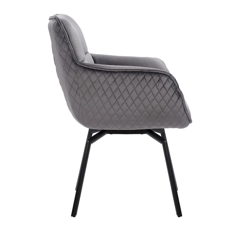 Fauteuil d'appoint pivotant en velours avec accoudoirs ergonomiques et pieds en métal