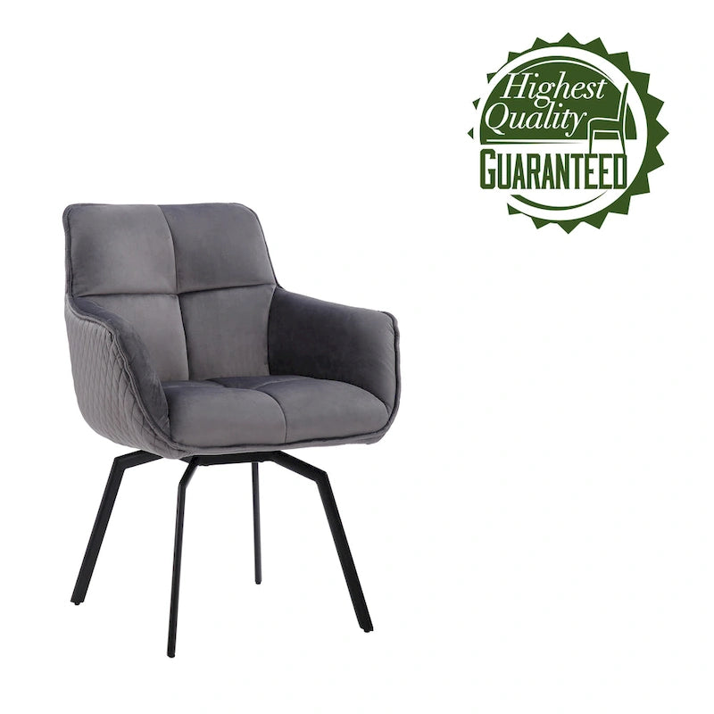 Fauteuil d'appoint pivotant en velours avec accoudoirs ergonomiques et pieds en métal