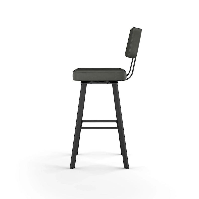 Tabouret de comptoir industriel pivotant avec assise rembourrée et structure en métal