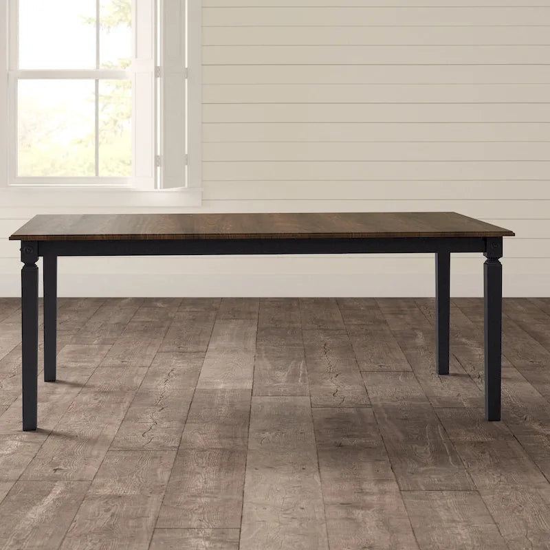 Table à manger rectangulaire en bois massif avec rallonge Noir charbon de bois