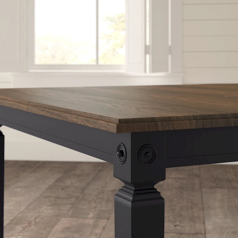 Table à manger rectangulaire en bois massif avec rallonge Noir charbon de bois