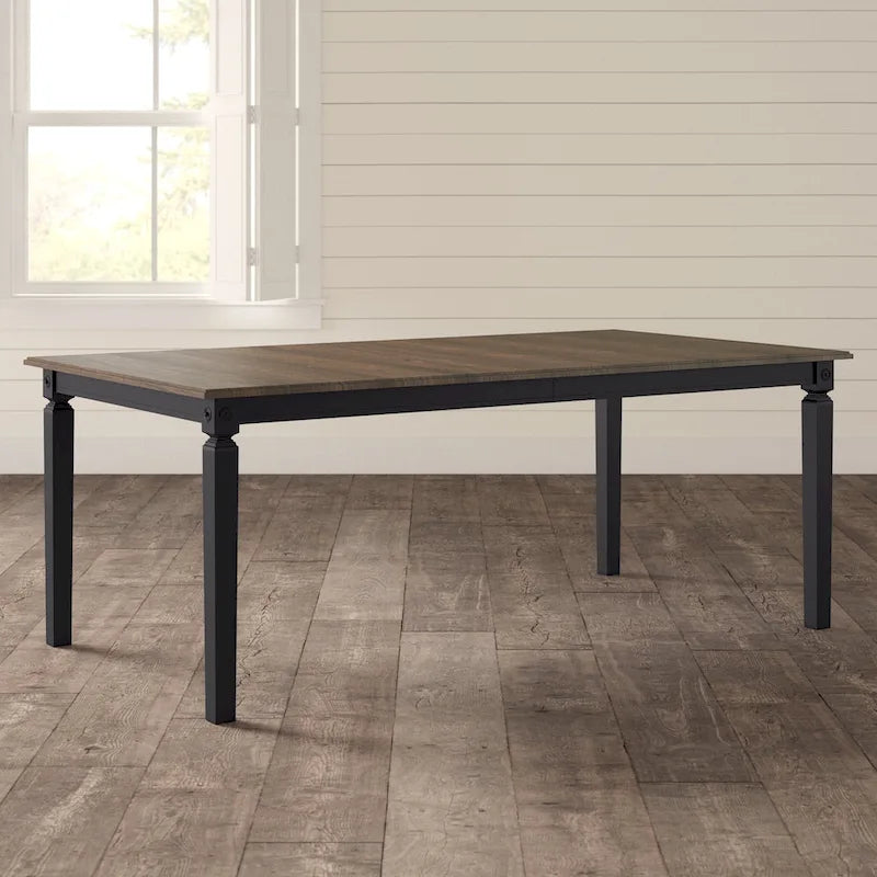 Table à manger rectangulaire en bois massif avec rallonge Noir charbon de bois