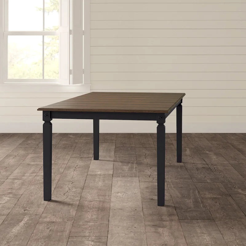 Table à manger rectangulaire en bois massif avec rallonge Noir charbon de bois