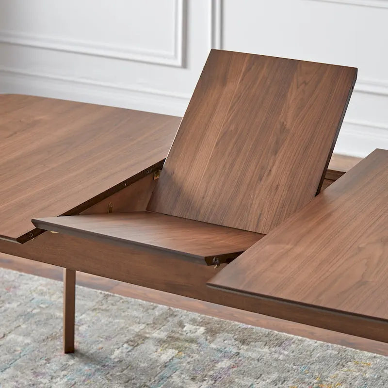 Table à manger extensible Mid-Century en noyer avec rallonge papillon