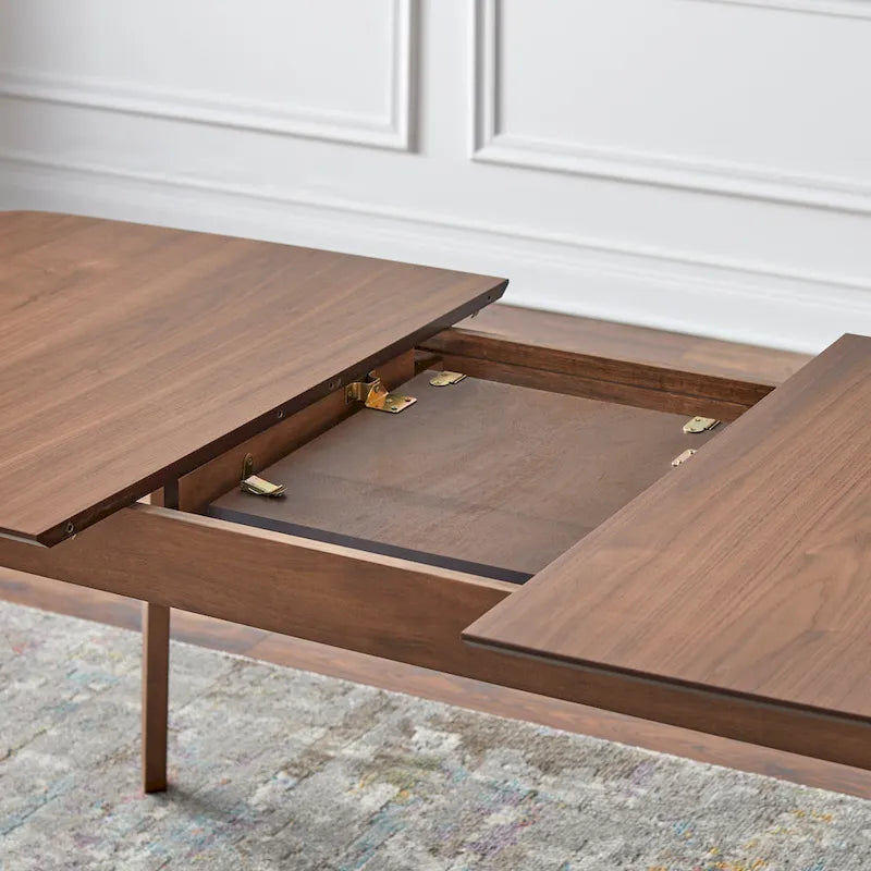 Table à manger extensible Mid-Century en noyer avec rallonge papillon