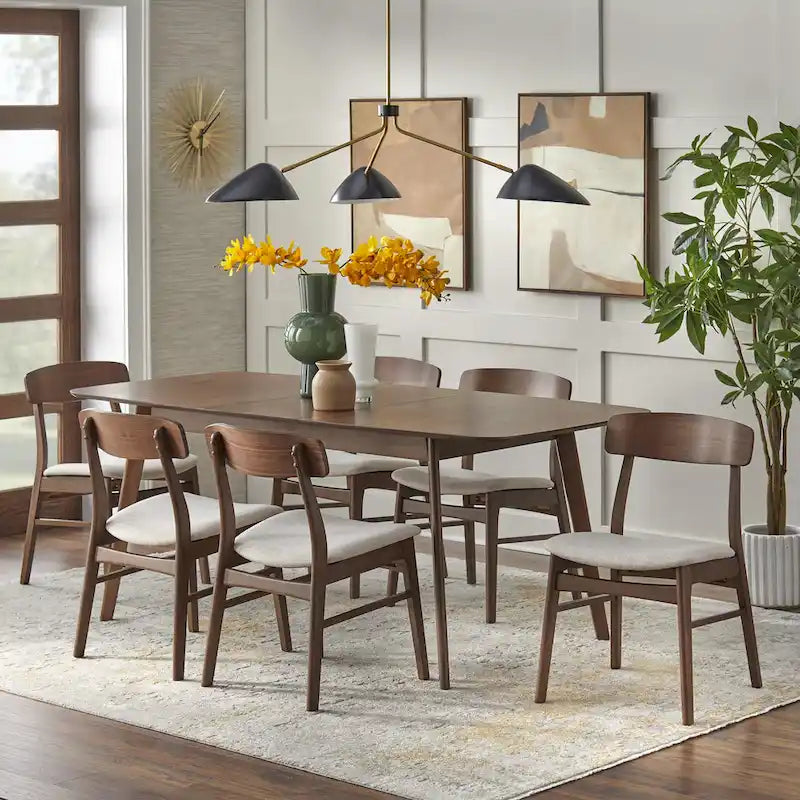 Table à manger extensible Mid-Century en noyer avec rallonge papillon