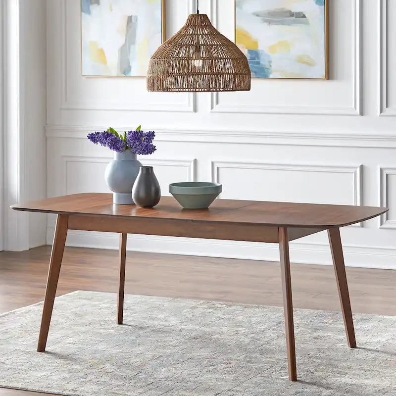 Table à manger extensible Mid-Century en noyer avec rallonge papillon