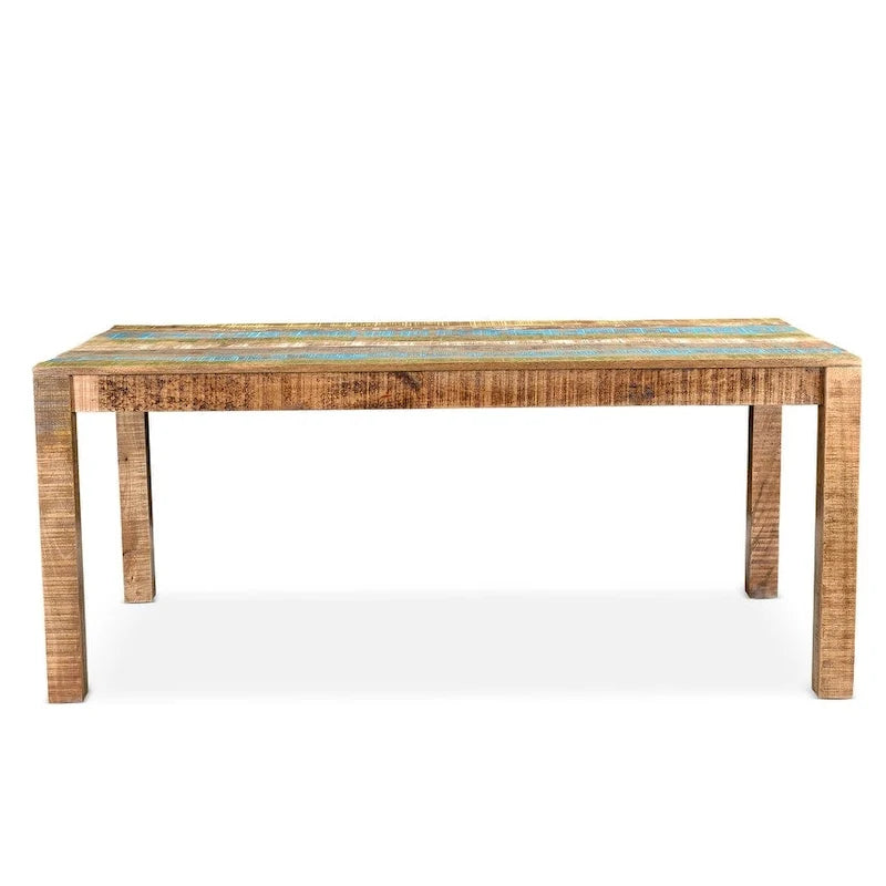 Table à manger rustique multicolore en bois de manguier recyclé, finition naturelle