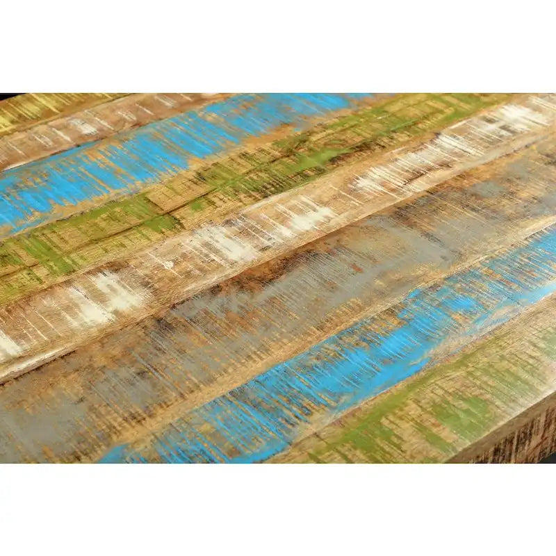 Table à manger rustique multicolore en bois de manguier recyclé, finition naturelle