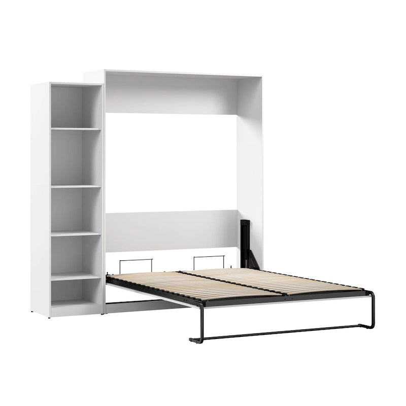 Lit escamotable Queen Size avec organisateur de penderie latérale et étagères de rangement