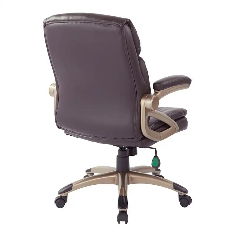 Fauteuil de bureau exécutif en similicuir collé espresso, dossier bas, avec accoudoirs relevables