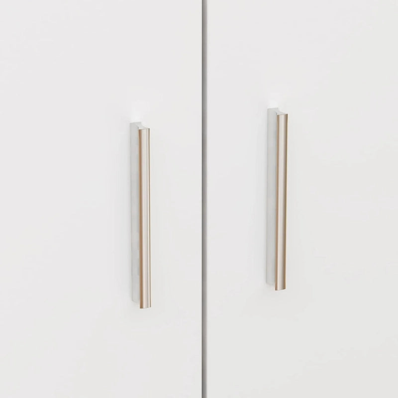 Armoire-penderie blanche avec coiffeuse, miroir LED et tiroirs