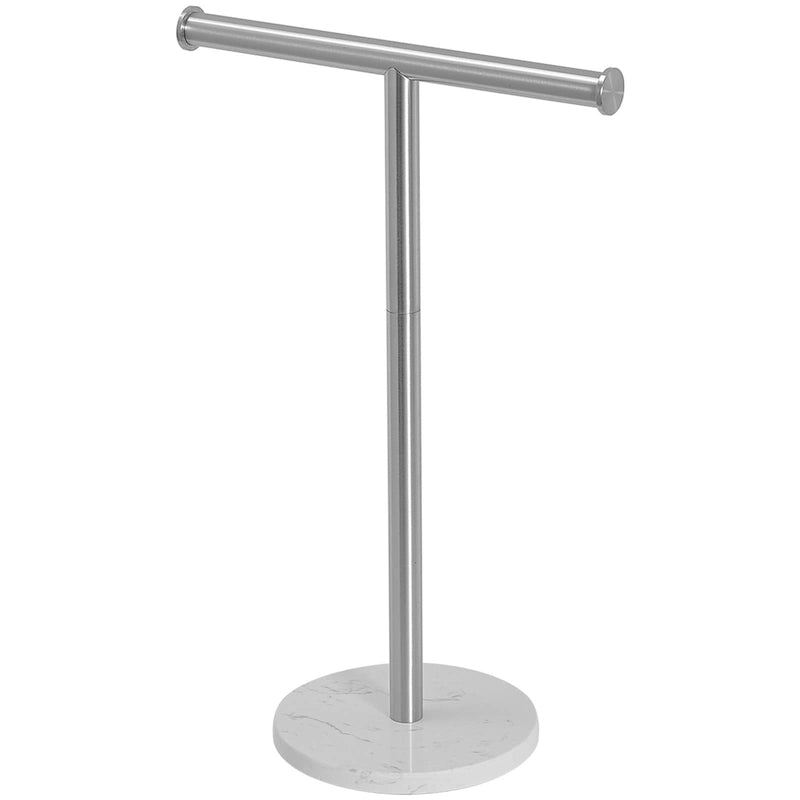 Porte-serviette à main sur pied en T, base en marbre naturel, or brossé