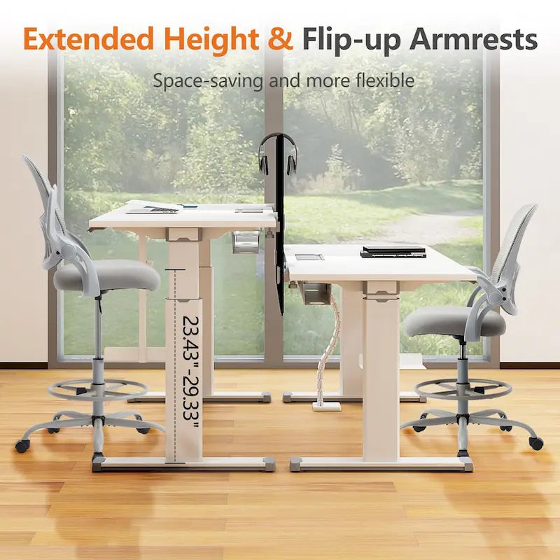 Chaise de bureau ergonomique haute Drafting Tall avec accoudoirs relevables