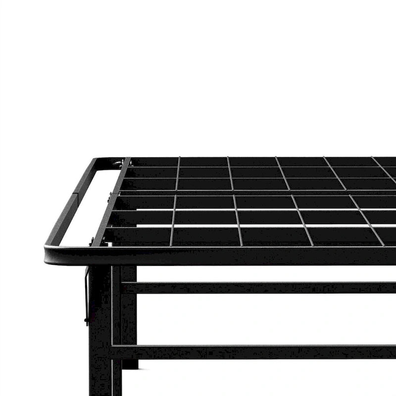 Cadre de lit plateforme pliable en acier noir à dossier haut – Aucun sommier tapissier requis