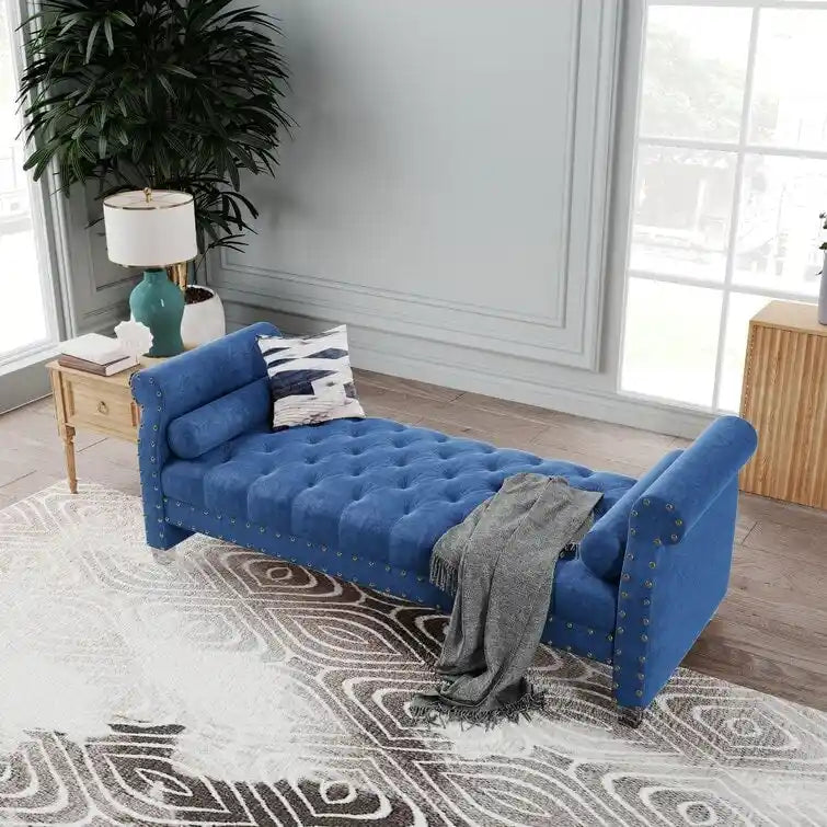 Banc Chesterfield rembourré en velours capitonné avec pieds en acrylique, beige