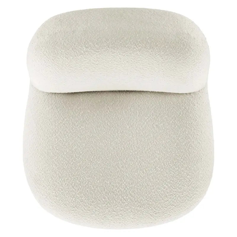 Fauteuil pivotant d'appoint en bouclé ivoire avec piètement en métal noir mat
