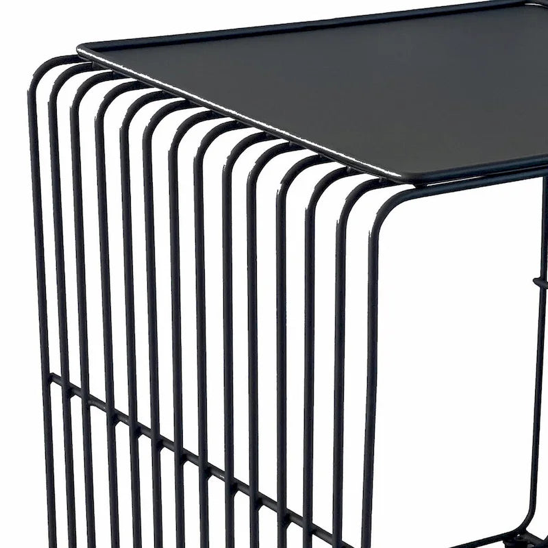 Table d'appoint carrée moderne en métal noir avec plateau amovible