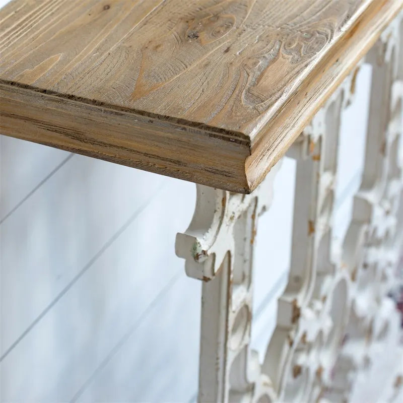Table console en bois vintage avec plateau marron