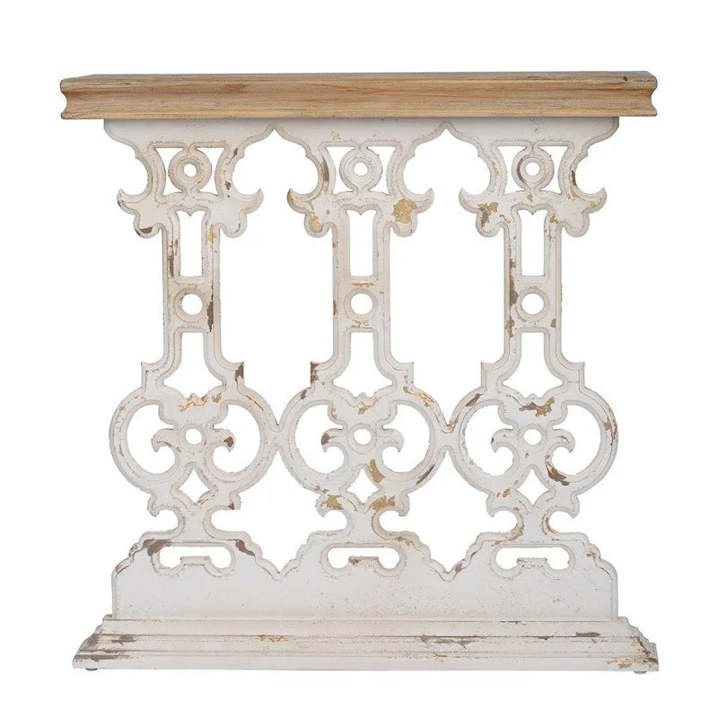 Table console en bois vintage avec plateau marron