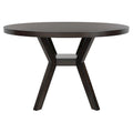 Table à manger ronde en bois avec piètement en X, 6 places, marron foncé