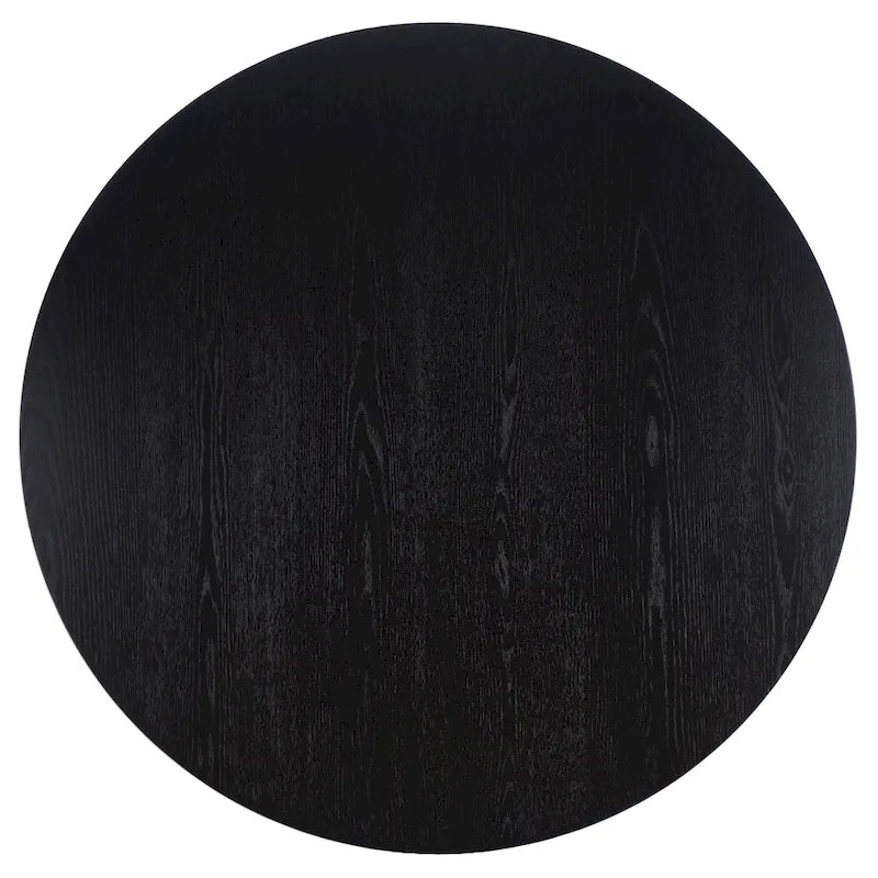 Table à manger ronde en bois avec piètement en X, 6 places, marron foncé
