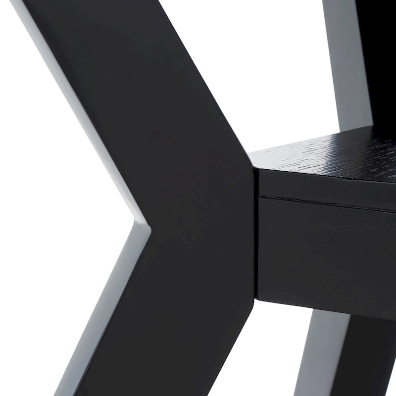 Table à manger ronde en bois avec piètement en X, 6 places, marron foncé