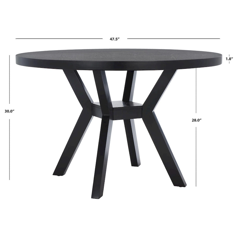 Table à manger ronde en bois avec piètement en X, 6 places, marron foncé