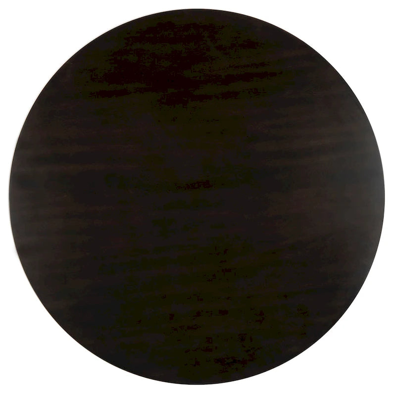 Table à manger ronde en bois avec piètement en X, 6 places, marron foncé