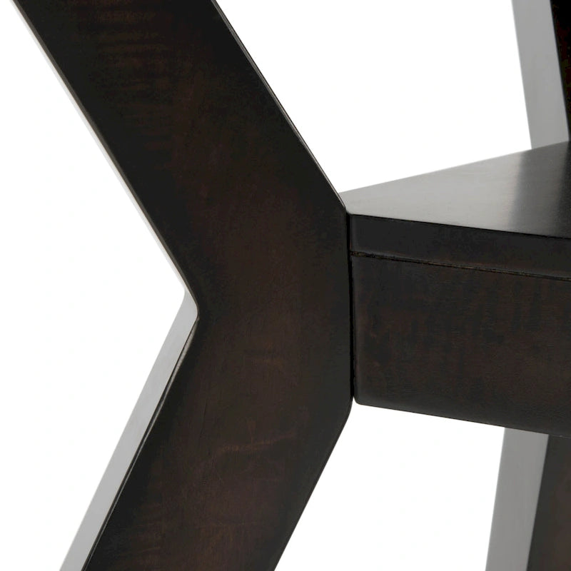 Table à manger ronde en bois avec piètement en X, 6 places, marron foncé