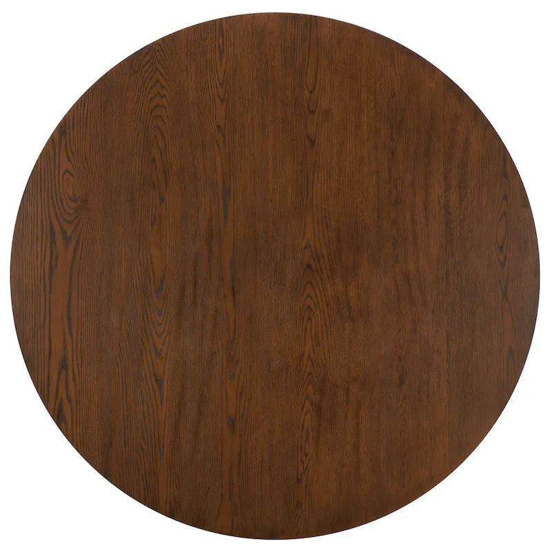 Table à manger ronde en bois avec piètement en X, 6 places, marron foncé