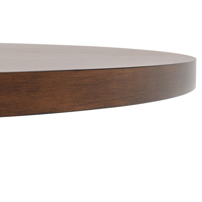 Table à manger ronde en bois avec piètement en X, 6 places, marron foncé