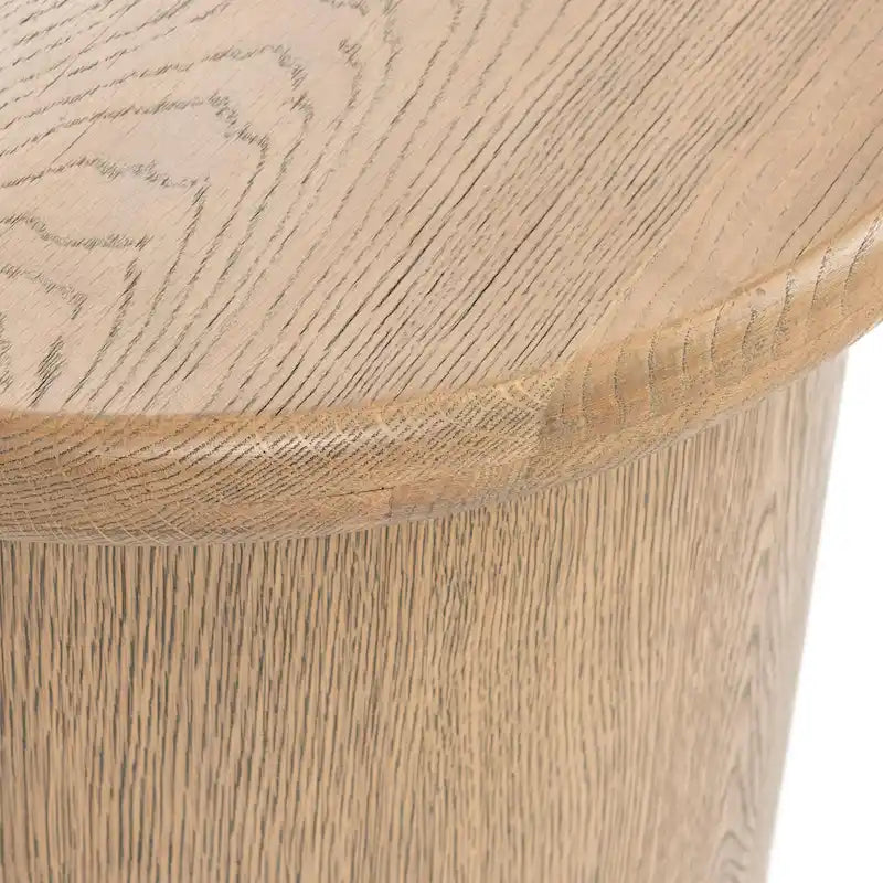 Table d'appoint ronde en placage de chêne avec plinthe marron - Style moderne et minimaliste