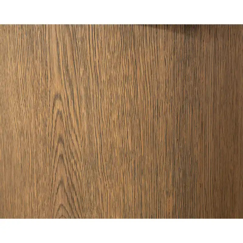 Table d'appoint ronde en placage de chêne avec plinthe marron - Style moderne et minimaliste